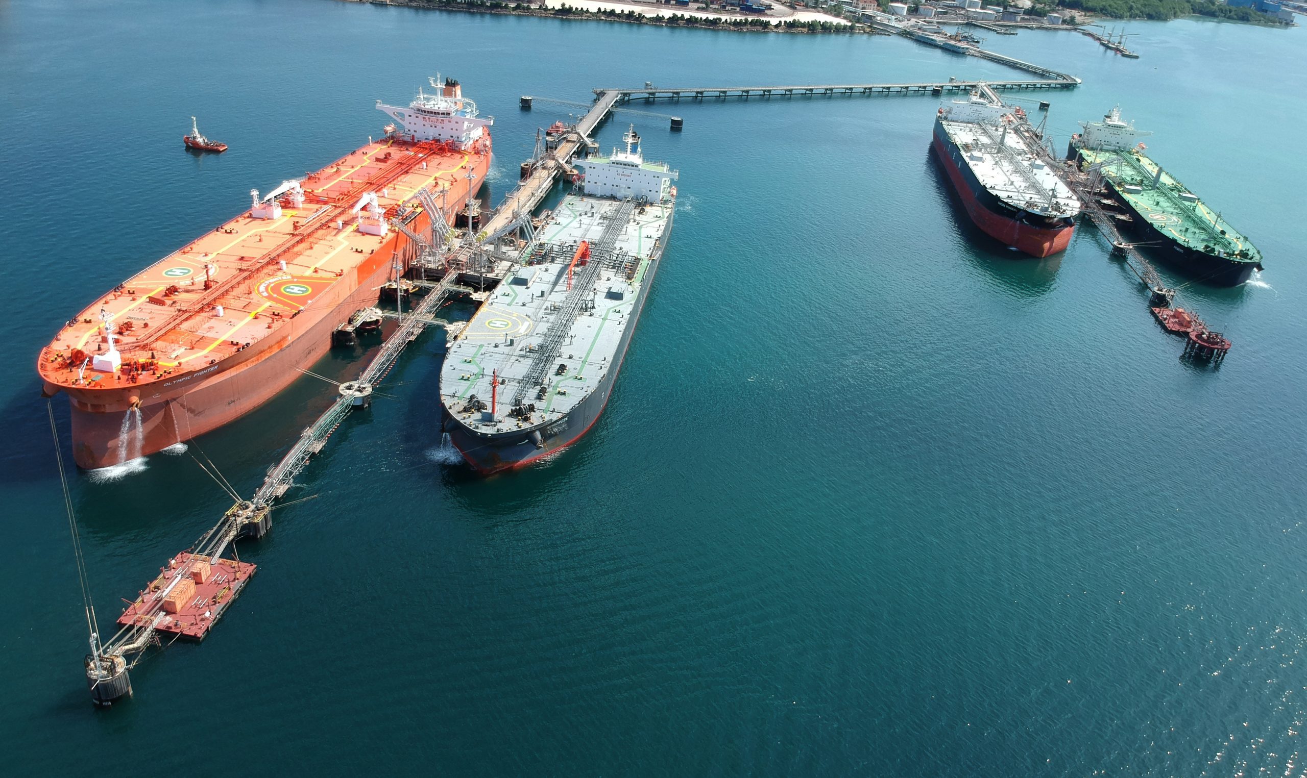 Multiple tankers berthed at terminal